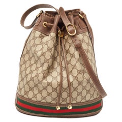 Gucci Beige/Brown GG Supreme Canvas and Leather Ophidia Bucket Bag