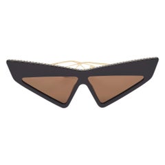 Used Gucci Black GG0430S Crystals Embellished Geometric Sunglasses