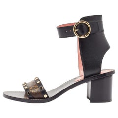 Louis Vuitton Black Canvas and Leather Passenger Ankle Strap Sandals 41