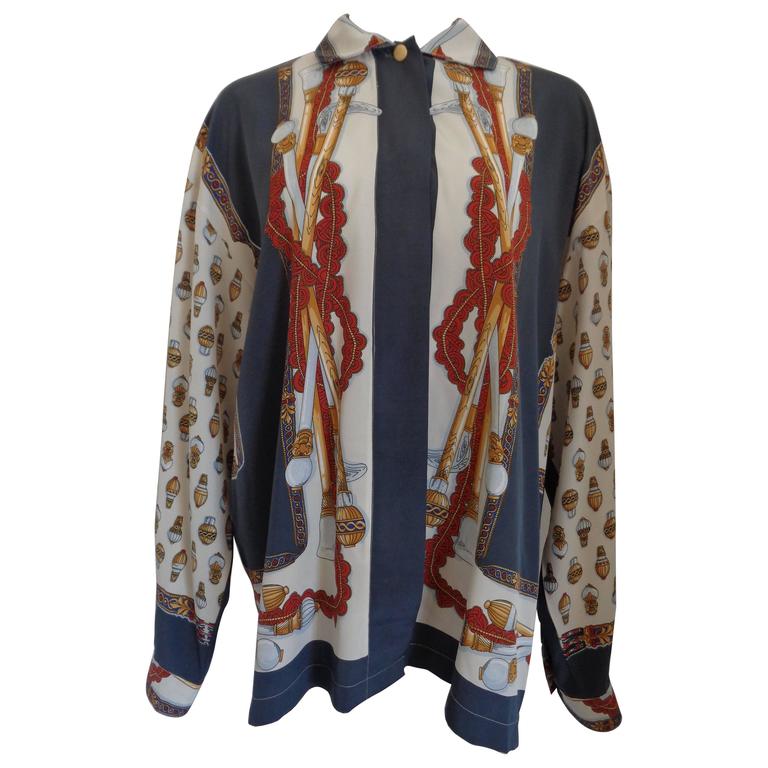 1980s E. Cerbioni Multicolour Silk Shirt at 1stDibs