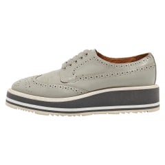 Prada Grey Leather Derby Sneakers Size 37