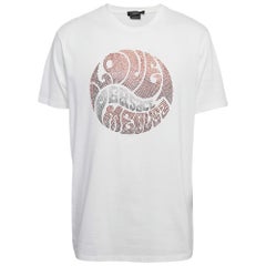 Versace Maglietta in Jersey con Logo Strass Bianco M. T. I.