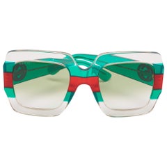 Used Gucci Green/Red Gradient GG0178S Oversized Sunglasses