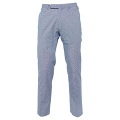 Ermenegildo Zegna Pantaloni slim in cotone blu pied de poule M.