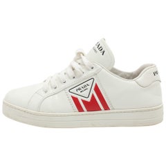 Prada White Leather Lace Up Sneakers Size 39