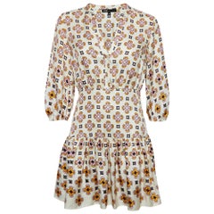 Maje Off-White Geometric Print Silk Mini Dress S