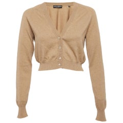Dolce & Gabbana Camel Brown Cashmere Knit Crop Cardigan M