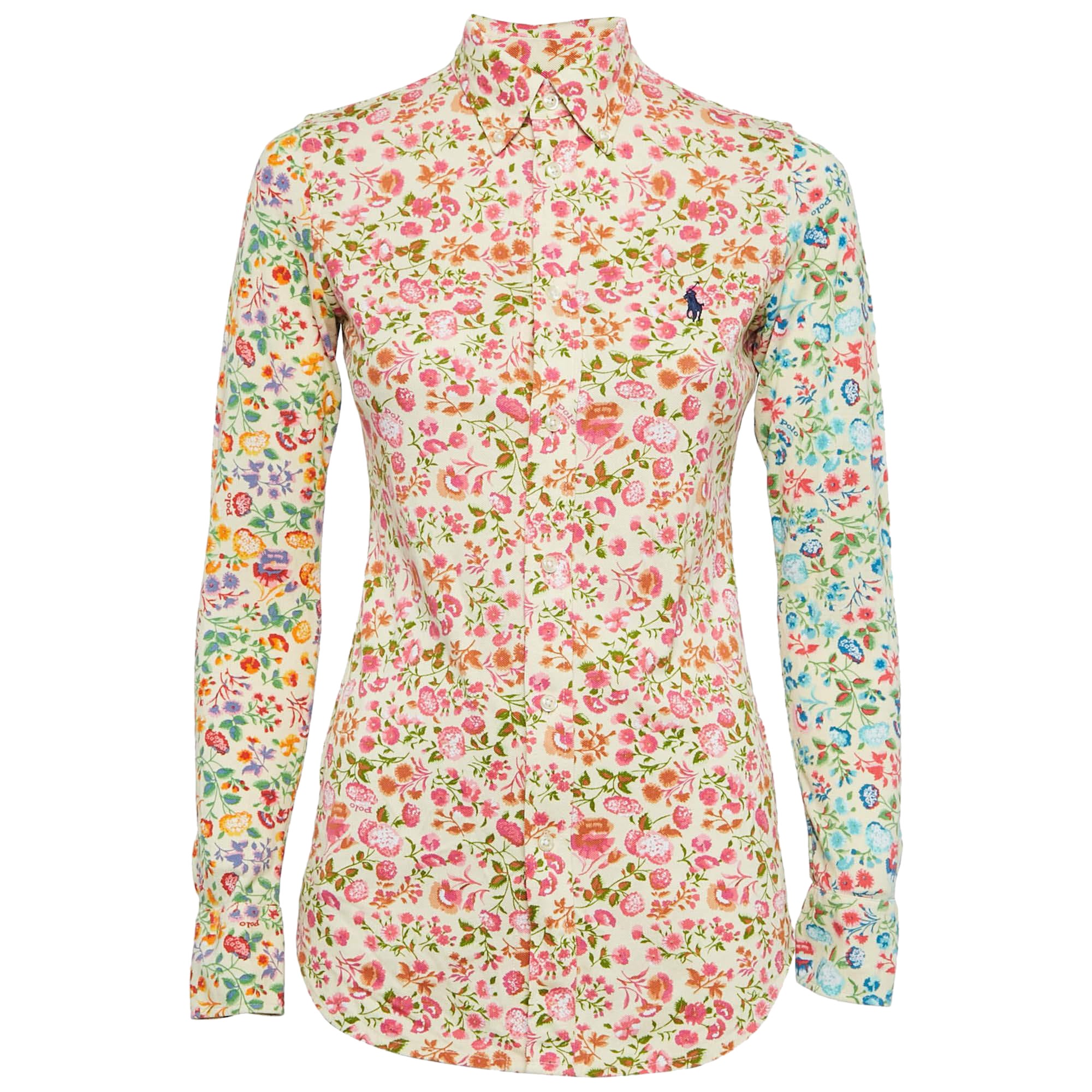 Ralph Lauren Multicolor Floral Cotton Knit Long Sleeve Shirt S