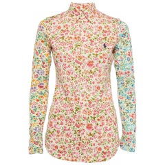 Ralph Lauren - Camicia a maniche lunghe in maglia di cotone floreale multicolore - S
