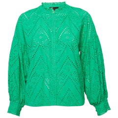 Maje Green Eyelet Embroidery Cotton Blouse S