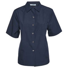 Prada Navy Blue Poplin Short Sleeve Shirt M