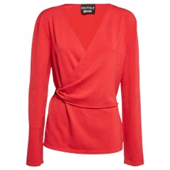 Boutique Moschino Red Stretch Knit Wrap Style Jumper M