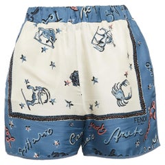 Fendi Blue/White Astrology Print Silk Shorts S