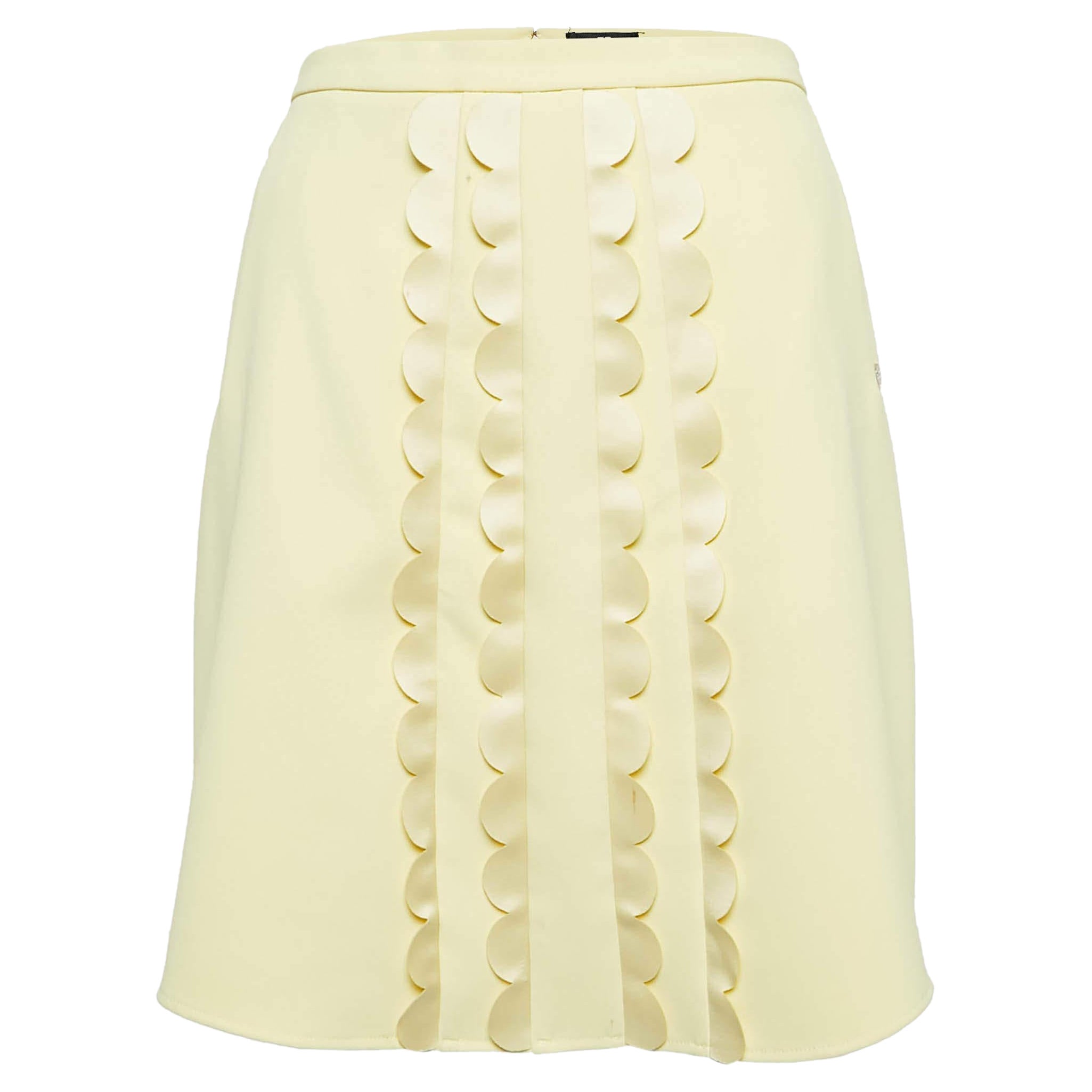 Elisabetta Franchi Minigonna in crepe giallo con dettaglio smerlato M. I.
