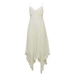 Zimmermann Ivory White Lace-Trim Chiffon Pleated Espionage Midi Dress L