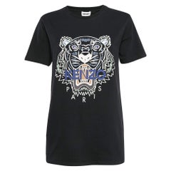 Kenzo - Maglietta girocollo in jersey con stampa tigre nera M. T. I.