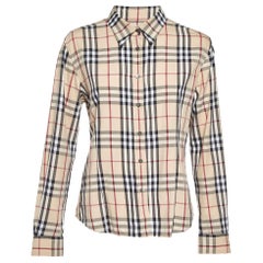 Burberry Beige Plaid Cotton Button Front Shirt XL