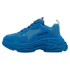 Balenciaga Blue Mesh and Leather Triple S Sneakers Size 42