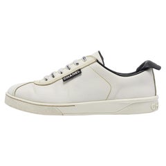 Chanel White Leather CC Low Top Sneakers Size 37.5