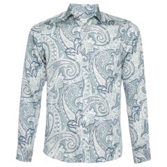 Etro - Chemise à manches longues en coton imprimé cachemire blanc S
