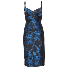 Stella McCartney Stretch Crepe geblümtes Jacquard getäfeltes Bustier Midikleid S