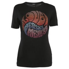 Versace - Maglietta con dettaglio strass in jersey nero L.