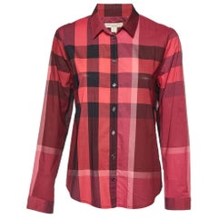 Burberry Brit Camisa de algodón con botones de cuadros Nova rosa L