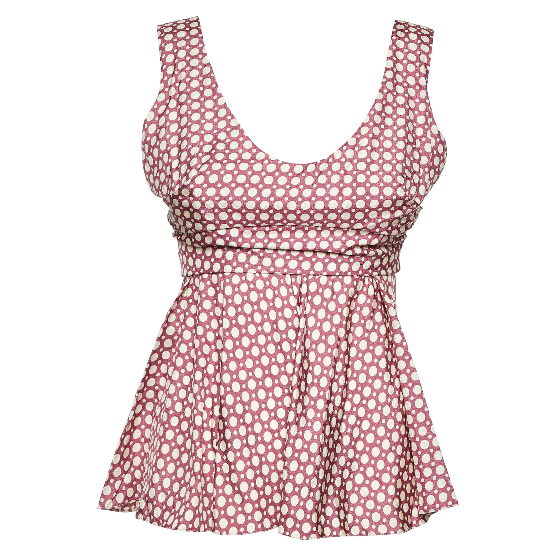 Marni Dusty Pink Dot Print Waist Tie-Up Top S