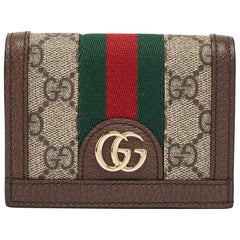 Gucci Beige/Ebony GG Supreme Canvas and Leather Ophidia Card Case