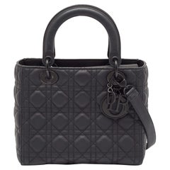Dior Black Cannage Pelle Ultra Matte Medium Lady Dior Tote