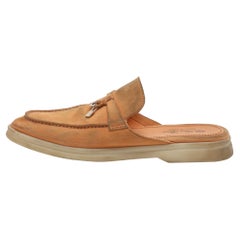 Loro Piana Ante Naranja Babucha Charms Walk Mules Talla 38