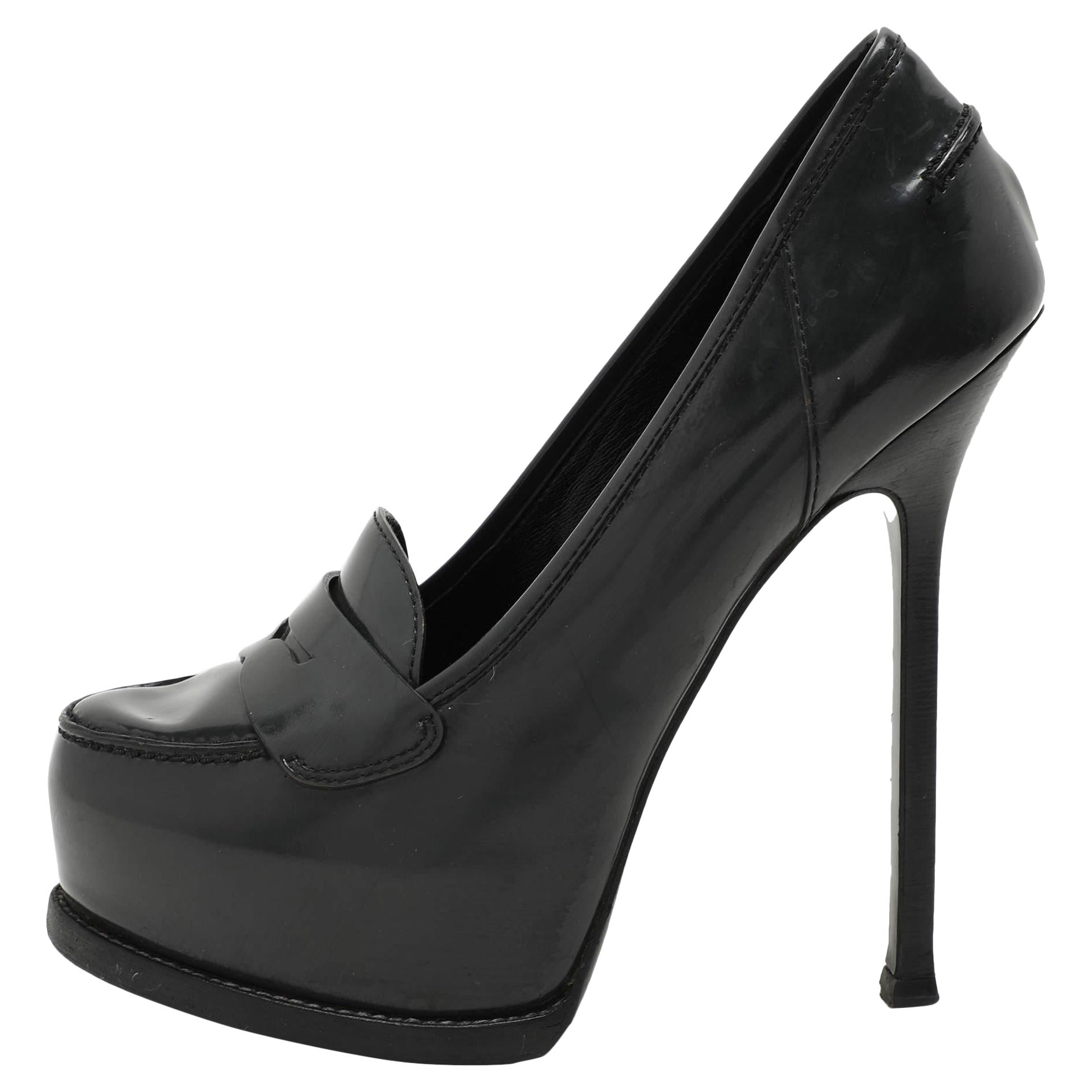 Yves Saint Laurent Bombas mocasín de plataforma Tribtoo de piel gris talla 37,5