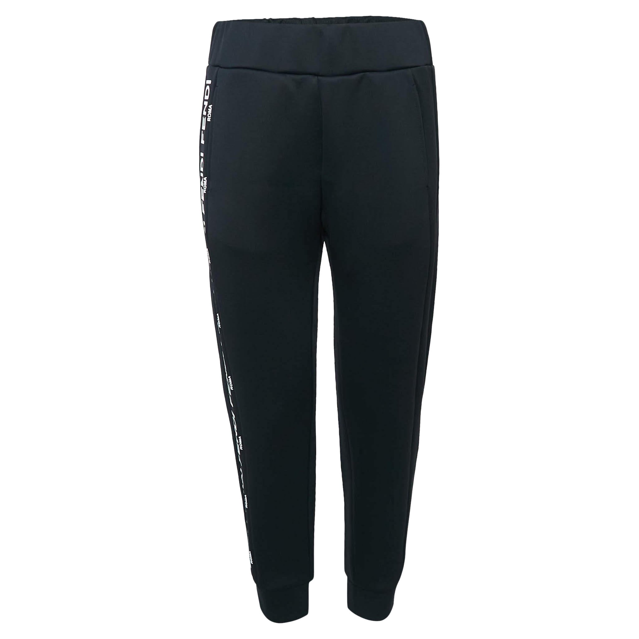 Pantaloni da corsa in neoprene con stampa logo nero Fendi S