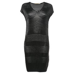 Balenciaga Schwarzes glänzendes ärmelloses Strick-Minikleid M