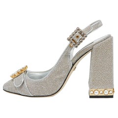 Dolce & Gabbana escarpins à talons blocs ornés de cristaux en tissu métallique, taille 41