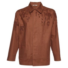 Valentino Brown Cotton Bead Embellished Blouson Jacket S