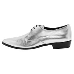 Celine Silver Leather Lace Up Derby Size 39
