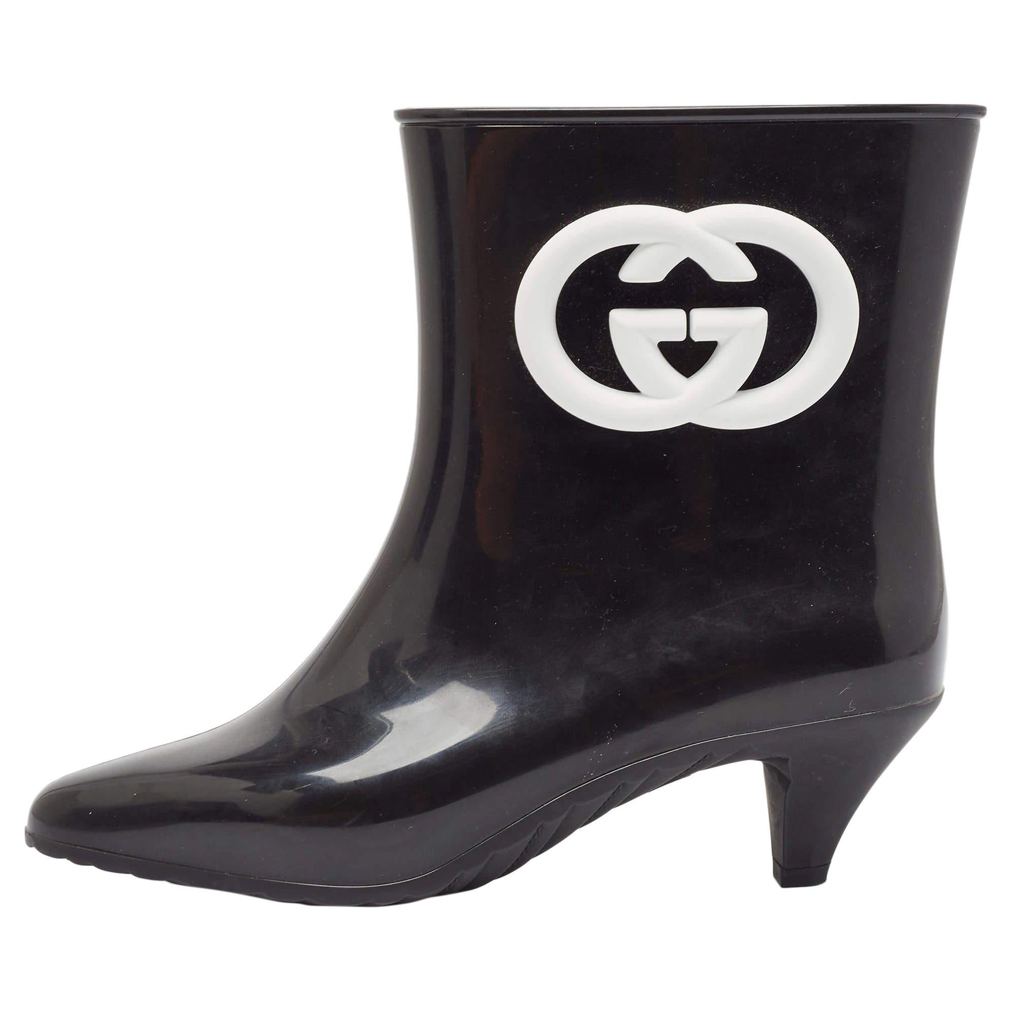 Schwarze Gucci-Stiefel in Knöchellänge aus Gummi Größe 38