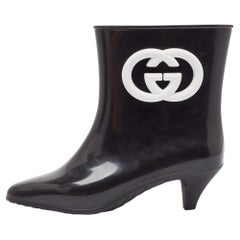 Gucci Black Rubber Ankle Length Boots Size 38
