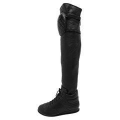 Chanel Black Quilted Leather Knee Length Boots Size 40