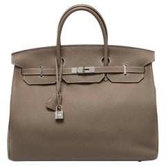Bolso Hermes Etoupe Gris Togo Piel Acabado Paladio Birkin 40