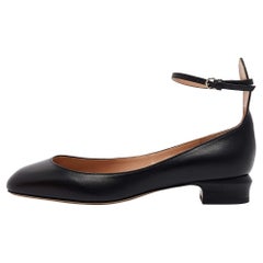 Valentino Black Leather Tango Block Heel Pumps Size 38