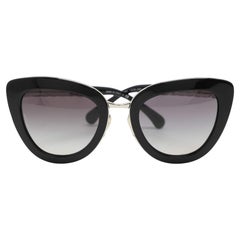 Chanel Silver Tone/Blue 5368 Quilted Cat-Eye Sunglasses