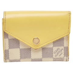 Louis Vuitton Jaune Pale Leather and Damier Azur Canvas Zoe Wallet