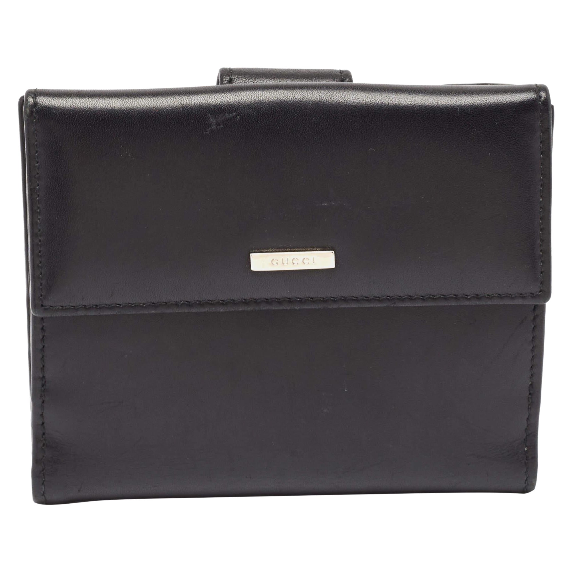 Gucci Black Leather French Wallet For Sale