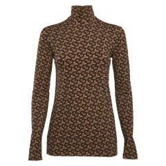 Burberry London Brown Bridle IP Pattern Jersey Top S