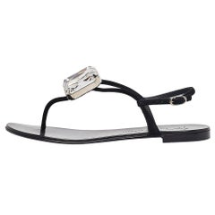 Giuseppe Zanotti Sandali Slingback in camoscio nero impreziositi da cristalli misura 38,5