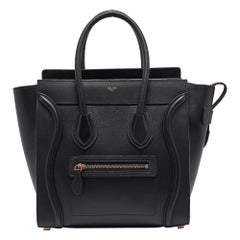 Celine Black Leather Micro Luggage Tote