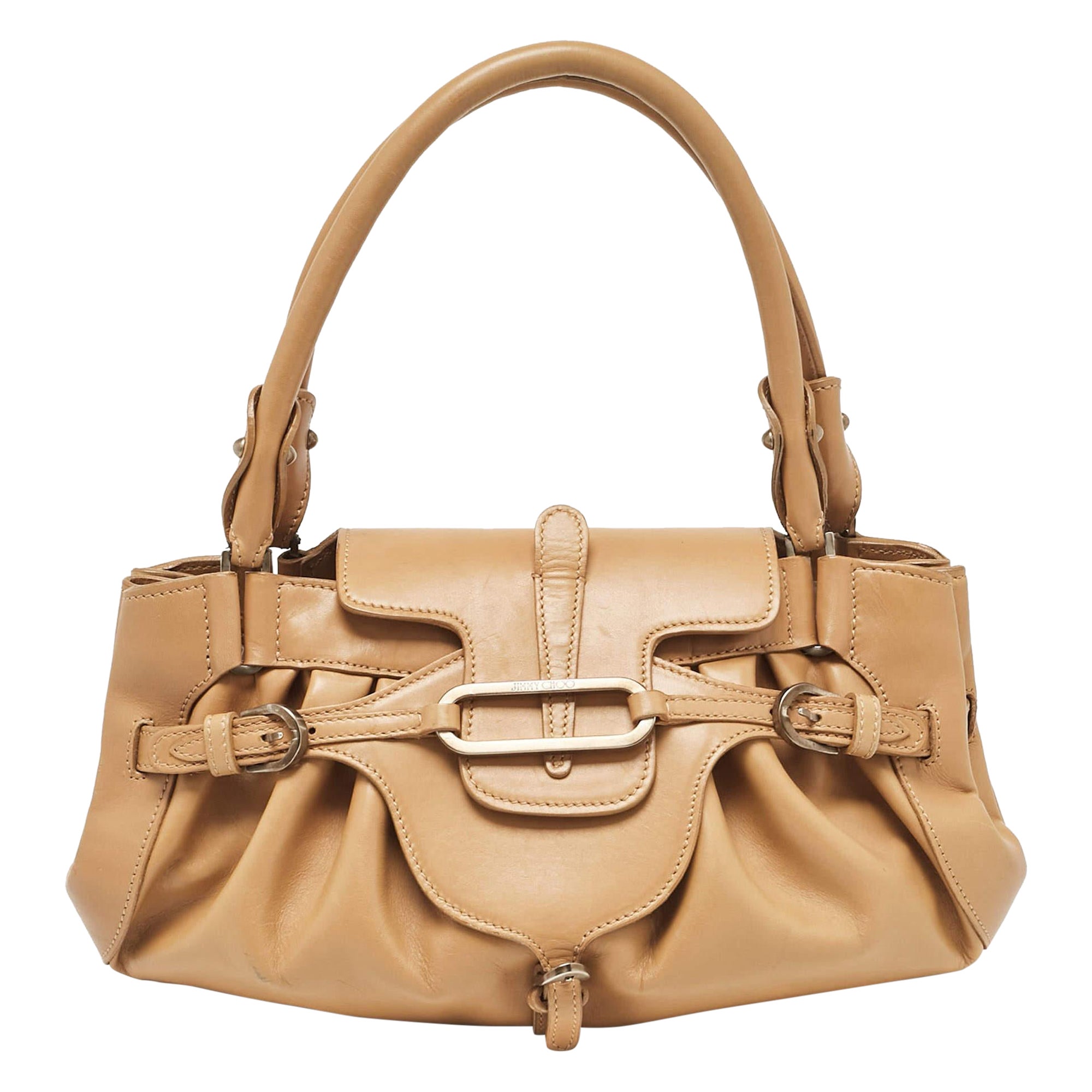 Jimmy Choo Brown Leather Tulita Satchel For Sale