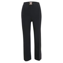 Elisabetta Franchi Black Logo Detail Waist Jersey Trousers S